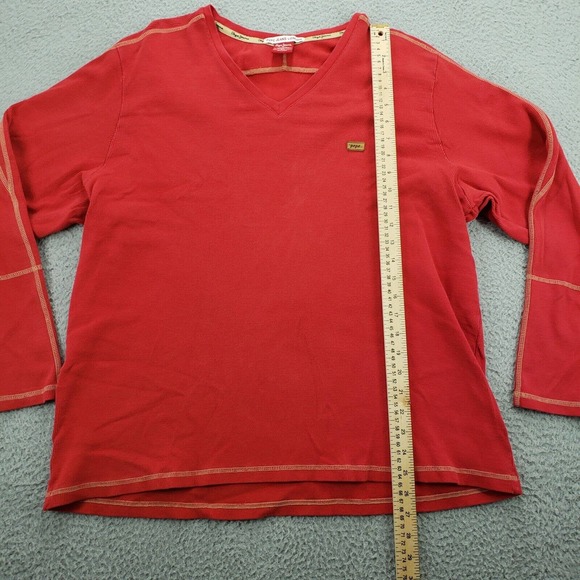 Pepe Jeans Londo Shirt Adult 3X Womens Red Long Sleeve V-Neck Heavy - Picture 13 of 14